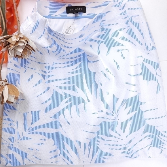 NEW Talbots White Blue Fern Gingham Skirt Sz 2 - Picture 5 of 11